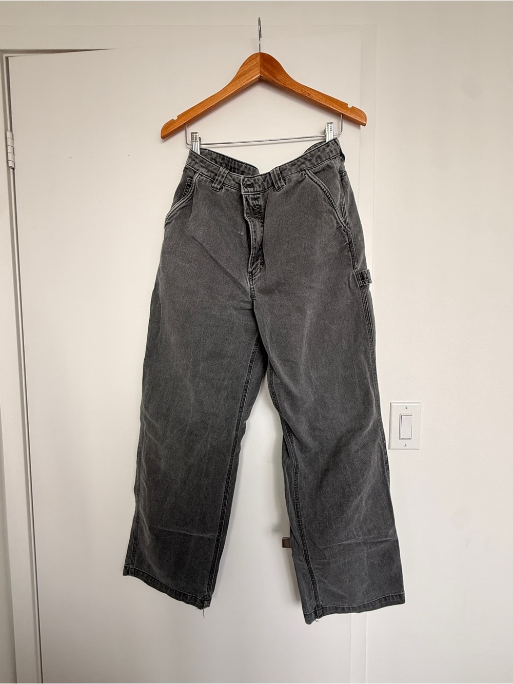 TNA Distressed Gray Carpenter Jeans